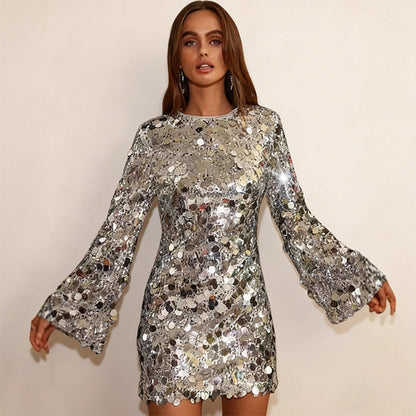 Women's Sier Paillette Large Beaded Dress Dresses