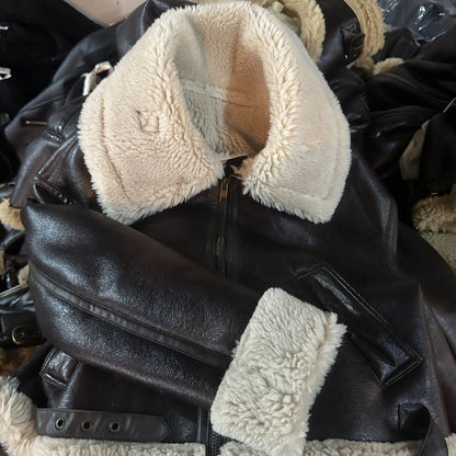 Women's Fur Thickened Solid Color Polo Collar Jackets