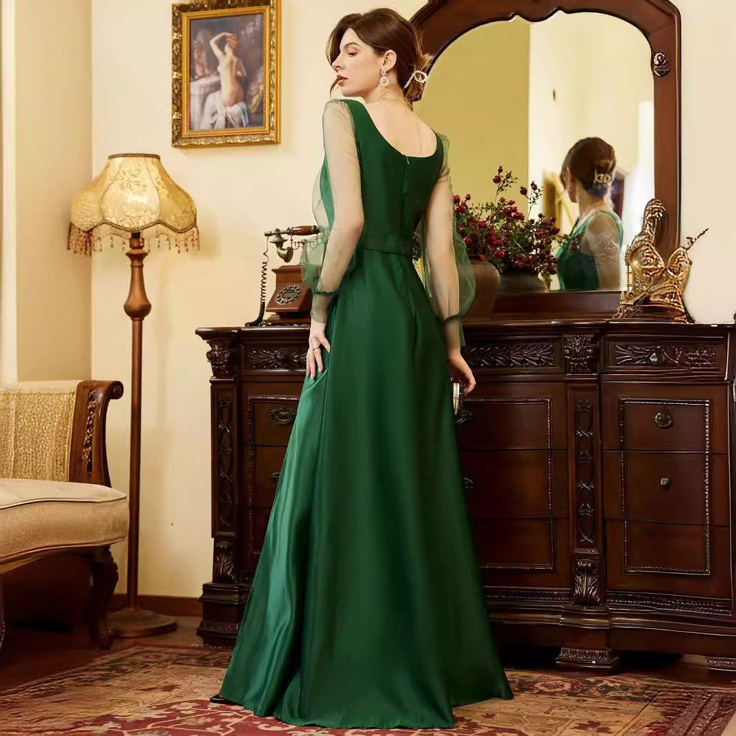 Large Dress Standard Long Satin Sleeve Dresses