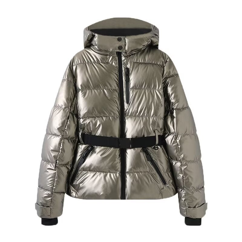 Women's Fashion Skiing Department Columns Cinched Hoodie Coats