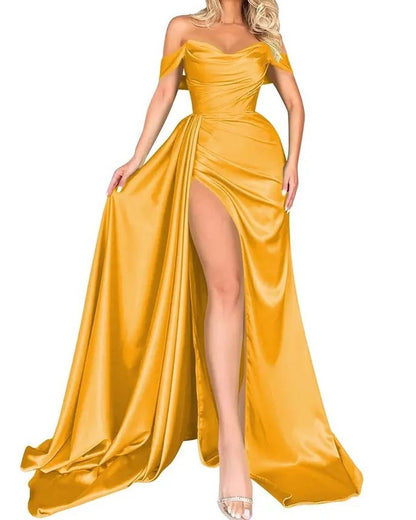 High Slit Sexy Host Slimming Party Wedding Dresses