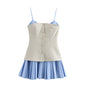 Women's Early Spring Poplin Stitching Pleated Dress Dresses