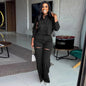 Women's Spring Temperament Lapel Long Sleeve Shirt Wide Suits
