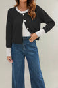 Women's Single Row Button Contrast Color Knitted Sweaters