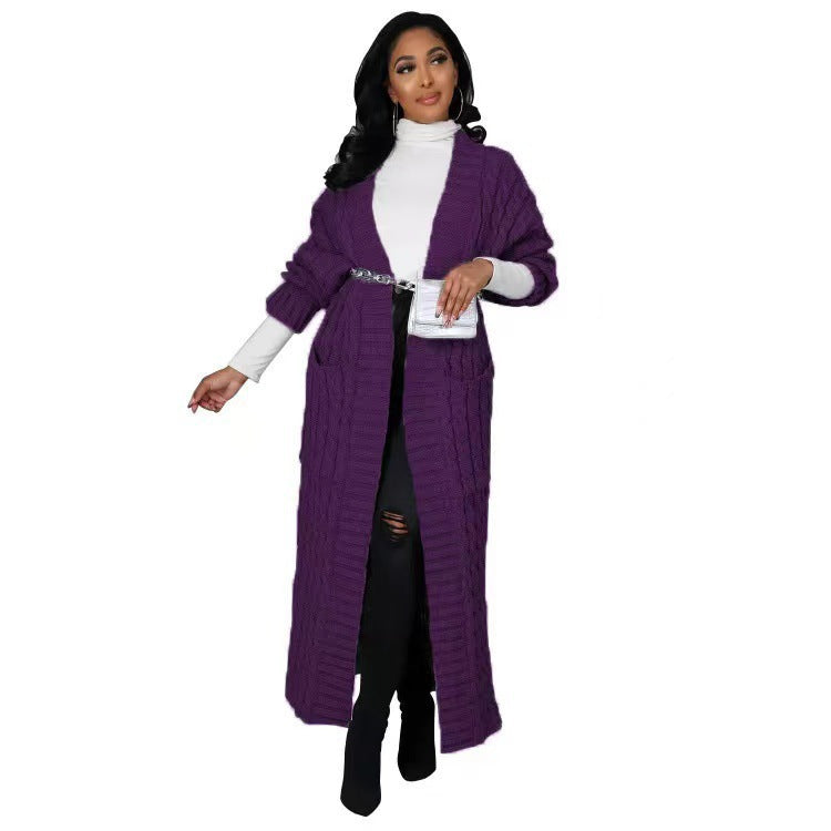 Women's Fashion Casual Long-sleeved Long Solid Color Sweaters