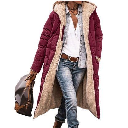 Solid Color Hooded Cotton Long Sleeve Double-sided Wear Jackets