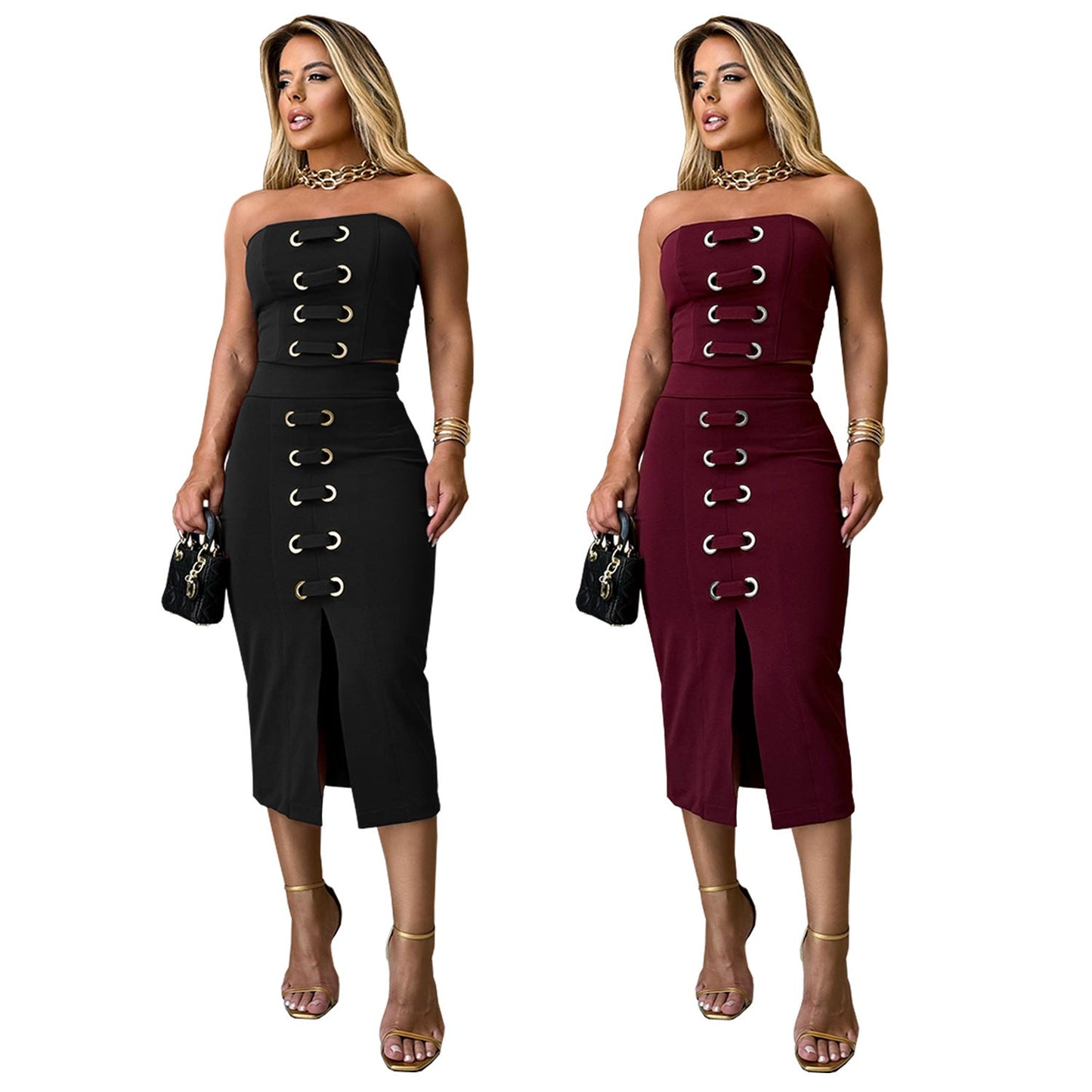 Women's Sexy Tube Split Elegant Fashion Summer Suits