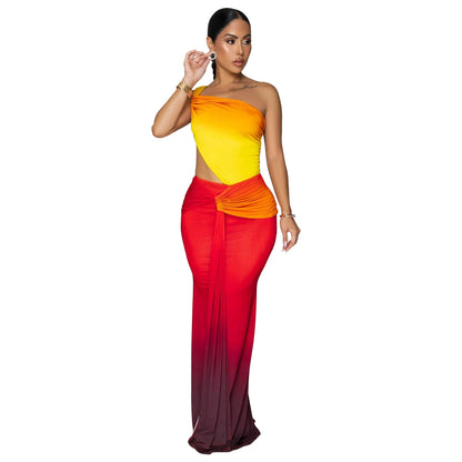 Women's Sexy Waist Gradient Dress Summer Dresses