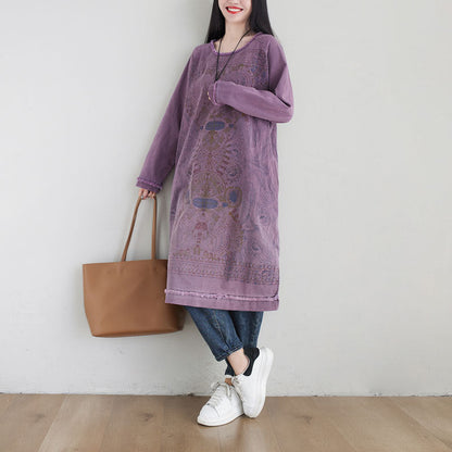 Style Art Mid-length Purple Gradient Dress Sweaters