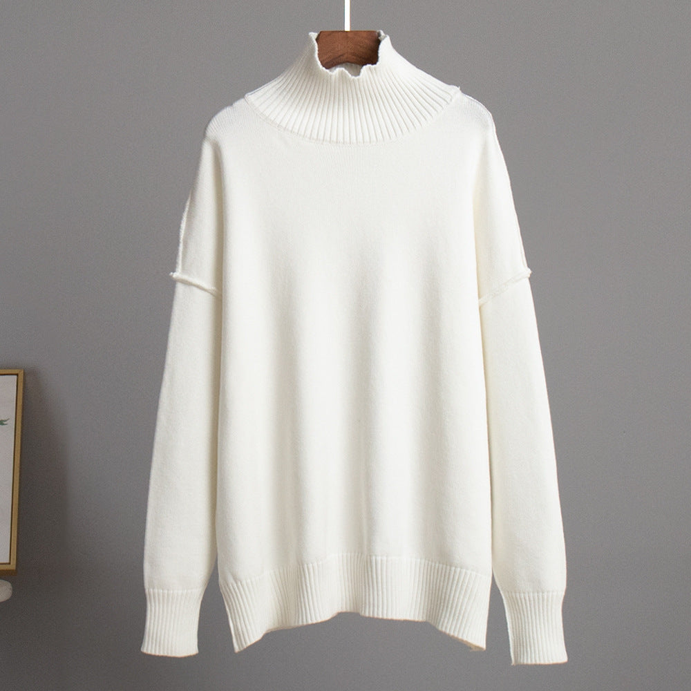 Women's Patchwork Turtleneck Casual Lazy Thickened Pullover Sweaters
