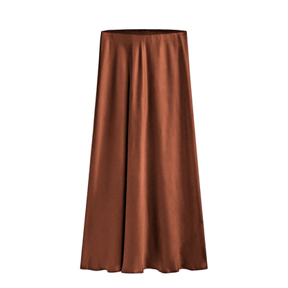 Women's Acetate Satin High Waist Elastic Quality Skirts