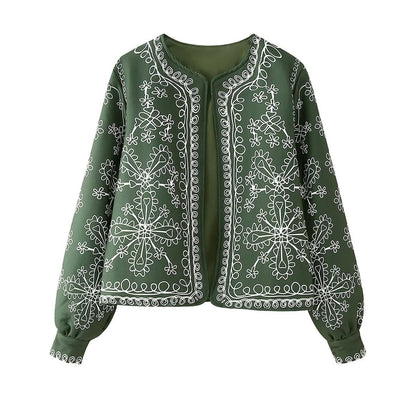 Women's Street Round Neck Printed Casual Thin Coats