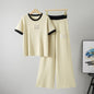 Women's Fashion Two-piece Embossed Rhinestone Letter Short-sleeved Suits