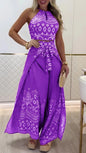 Women's Summer Retro Ethnic Style Halter Wide Suits