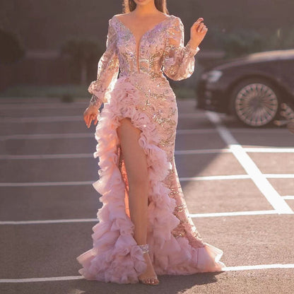 Women's Clothes Sexy Hip Circumference Trailing Sequin Wedding Dresses