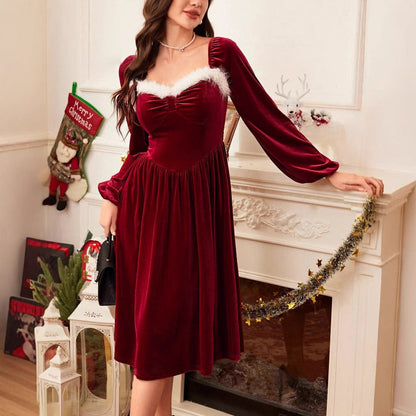 Women's Elegant Retro Christmas Party Cocktail Dress Long Dresses