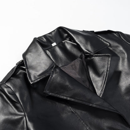 Women's Spring Street Fashion Imitation Leather Long Coats