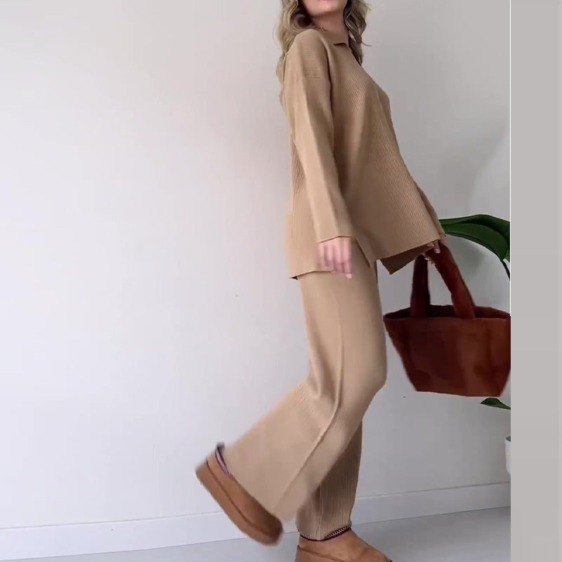 Women's Solid Color Fashion Lapel Loose Casual Suits