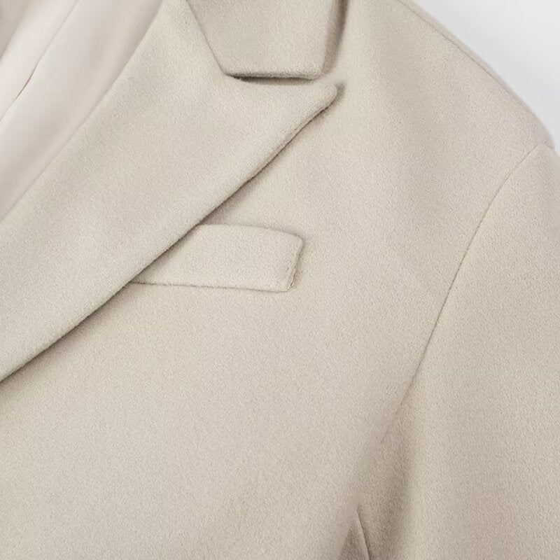 Women's Button Long Tassel Collar Hidden Hook Coats