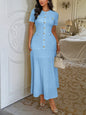 Women's Simple Elegant Style Button Sleeve Maxi Dresses