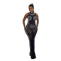 Women's Fashion Wear Pure Color Mesh Rhinestone Dresses