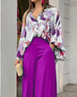 Women's American Printed Casual Loose Lapels Shirt High Suits