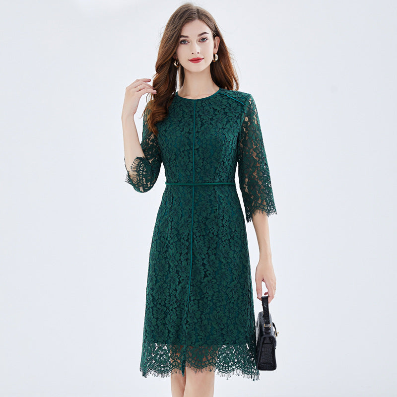Eyelash Lace Dress Slightly Fat Fashion Match Dresses