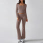 Solid Color Casual Knitted Long-sleeved Yoga Clothes Tops