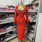 Women's Trim Tight Square Collar Slim Pleated Dresses