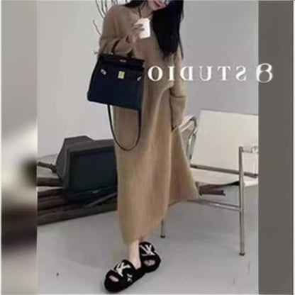 Women's Style Purple Long Dress Simple Western Knitted Dresses