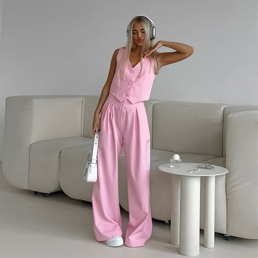 Simple Stylish Casual Sleeveless Solid Color Suits