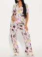 Women's Comfortable Printed Sleeve Home High Waist Suits