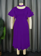 Personality Hollow Out Collar Pleated Elegant Style Ruffled Flared Dresses