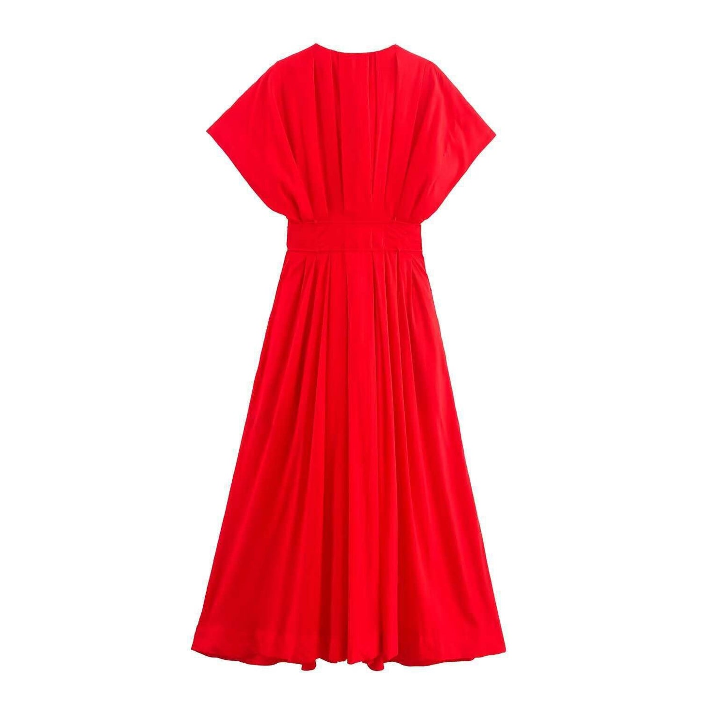 Pleated Midi Collar Slim Dress With Dresses