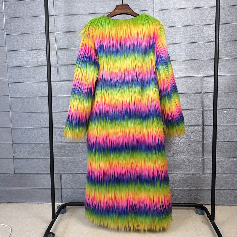 Falling Extended Furry Rainbow Color Goat Coats