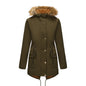 Women's Fleece-lined Parka Hooded With Fur Collar Mid-length Coats