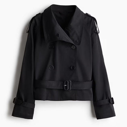 Women's High-grade Stand Collar Double Breasted Belt Coats