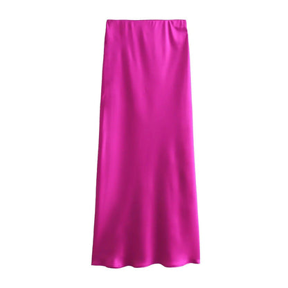 Women's Summer French Fashion Silk Satin Texture Skirts