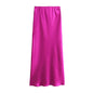 Women's Summer French Fashion Silk Satin Texture Skirts