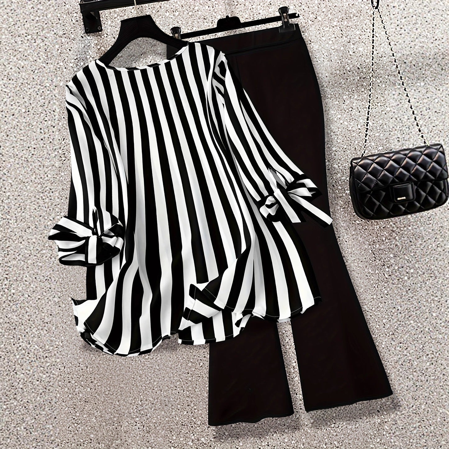 Women's Tied Half Sleeve Skinny Elegant Two-piece Suits