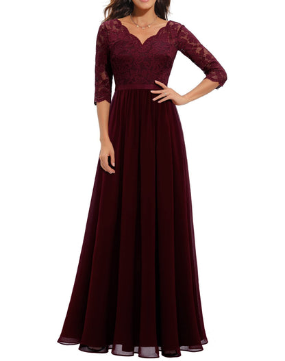 Classic Dress Lace Long Patchwork Noble Dresses