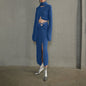 Women's Klein Blue Knitting Autumn Split Scarf Three-piece Suits