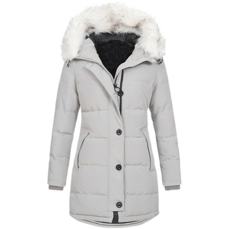 Long Sleeve Thermal Zipper Winter Mid-length Coats