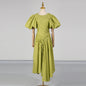 Women's Irregular Long Dress Round Neck Puff Dresses