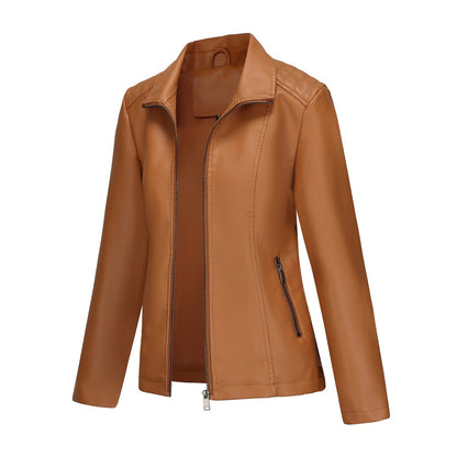 Women's Fashion Wear Leather Knitted Stitching Stretch Jackets
