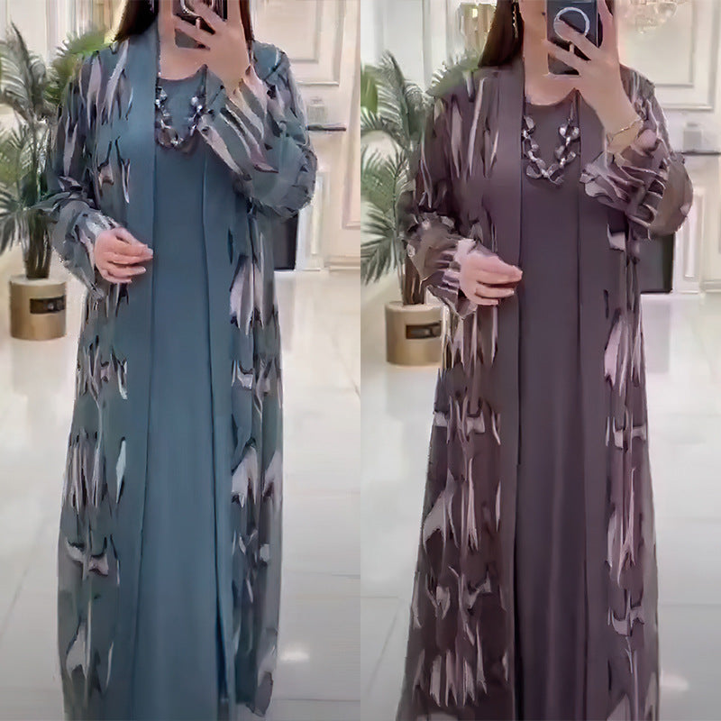 Women's African Wear Digital Printing Long Robe Suits