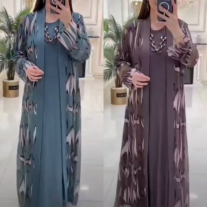Women's African Wear Digital Printing Long Robe Suits