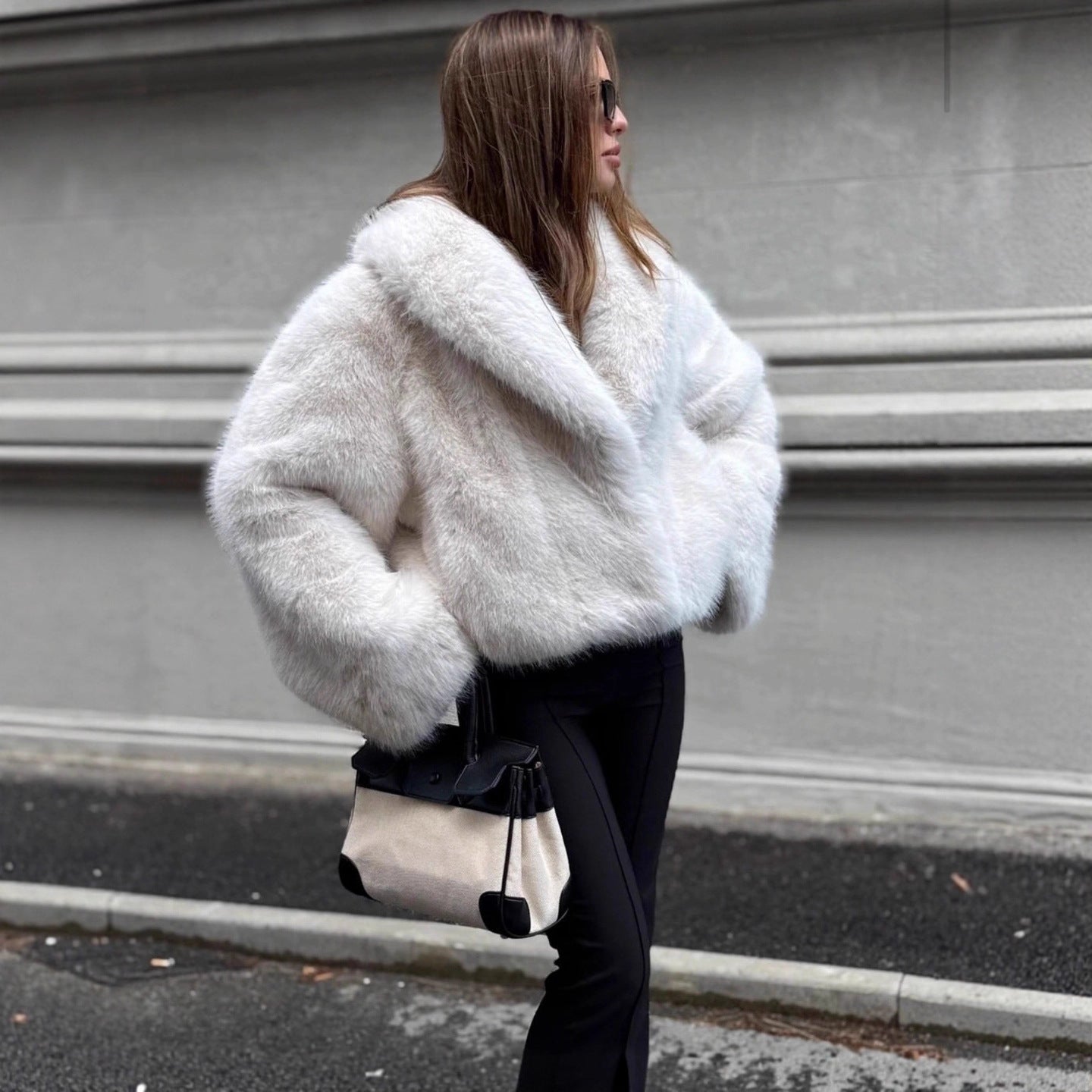 Women's Faux Fur Street Style Fox Fashion Green Coats