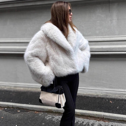 Women's Faux Fur Street Style Fox Fashion Green Coats
