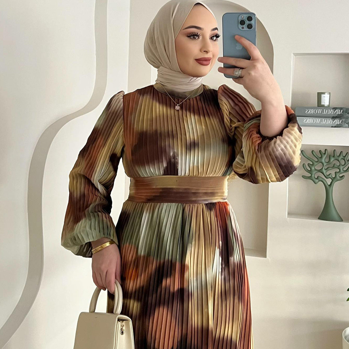 Women's Spring Stylish Temperament Long Sleeves Round Dresses